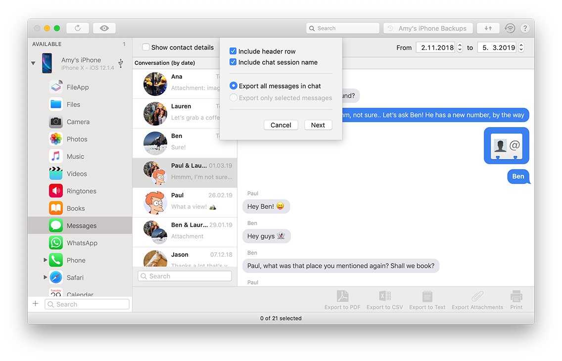 How do download text message thread macos